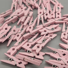 Mini wooden baby clothespins - 50 pcs - Baby Pink or Baby Blue - baby shower baby welcome, gender reveal, baby favors, party favor