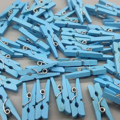 50 Mini Wooden Baby Clothespins – Pink or Blue, Baby Shower Favors
