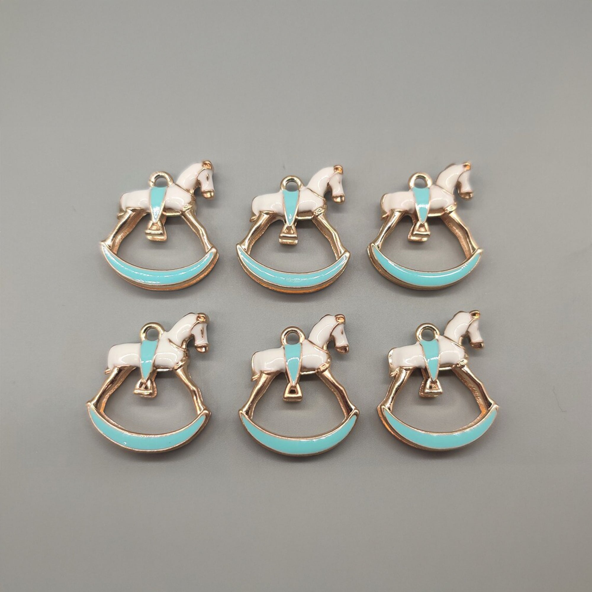 Baby Carousel Charms or Pendants - Set of 6 - Baby Shower Favor - Gender Reveal - Pink or Blue Horse Charm