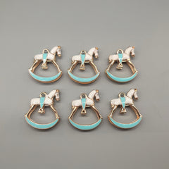 Baby Carousel Charms or Pendants - Set of 6 - Baby Shower Favor - Gender Reveal - Pink or Blue Horse Charm