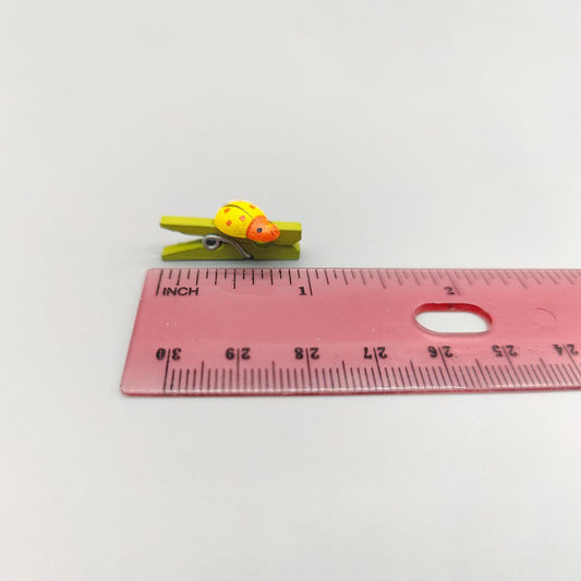 12 Mini Wooden Baby Clothespins – Sage Green with Ladybug, Baby Shower Favors