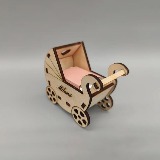 Adorable Personalized Wooden Stroller Baby Shower Favor | Perfect for Chocolate Treats | Baby Shower Keepsake | Cute and Unique Baby Shower