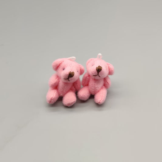 Set of 2 Mini Plush Teddy Bears Favors Toys - Pink Little Bear - Stuffed Animal - Baby Shower or Baby Welcome Party - Choose from 3 sizes