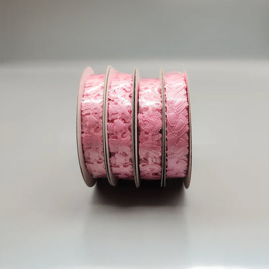 Baby Girl Ribbons 1.75 cm By 10 Yards, Baby shower, Baby welcome, Gender Reveal, Ribbon, Baby Feet Ribbons, Teddy Bear Ribbons