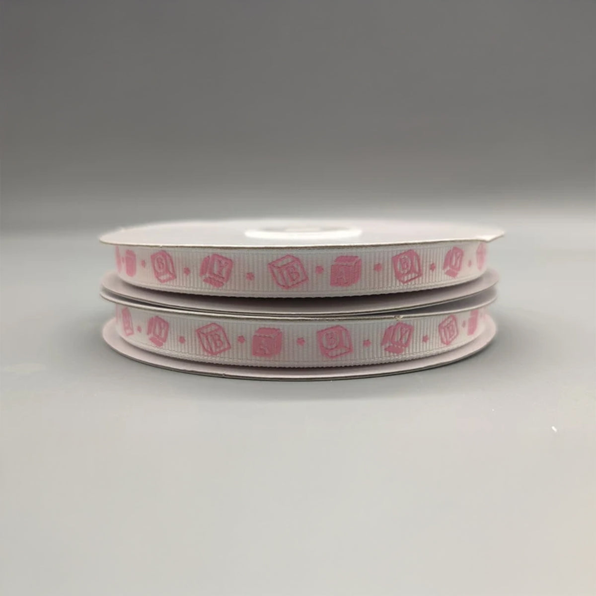 Baby Pink Ribbons, Baby Block Pattern Ribbon, ABC Pattern, 3/8 in by 25 Yards, Baby shower, Baby welcome, Grosgrain Ribbon, Baby Ribbons
