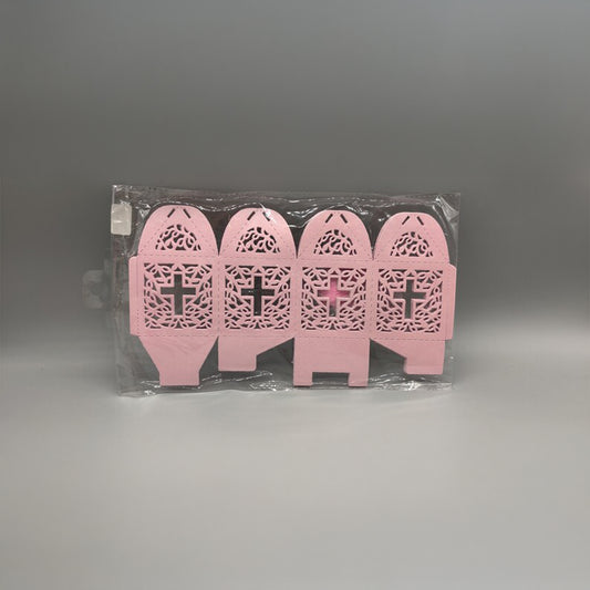 Baby Pink Favor Box, Holy Cross, Religious, Baptism, Christening, Easter, Communion, Confirmation - Set of 12 Favor Boxes