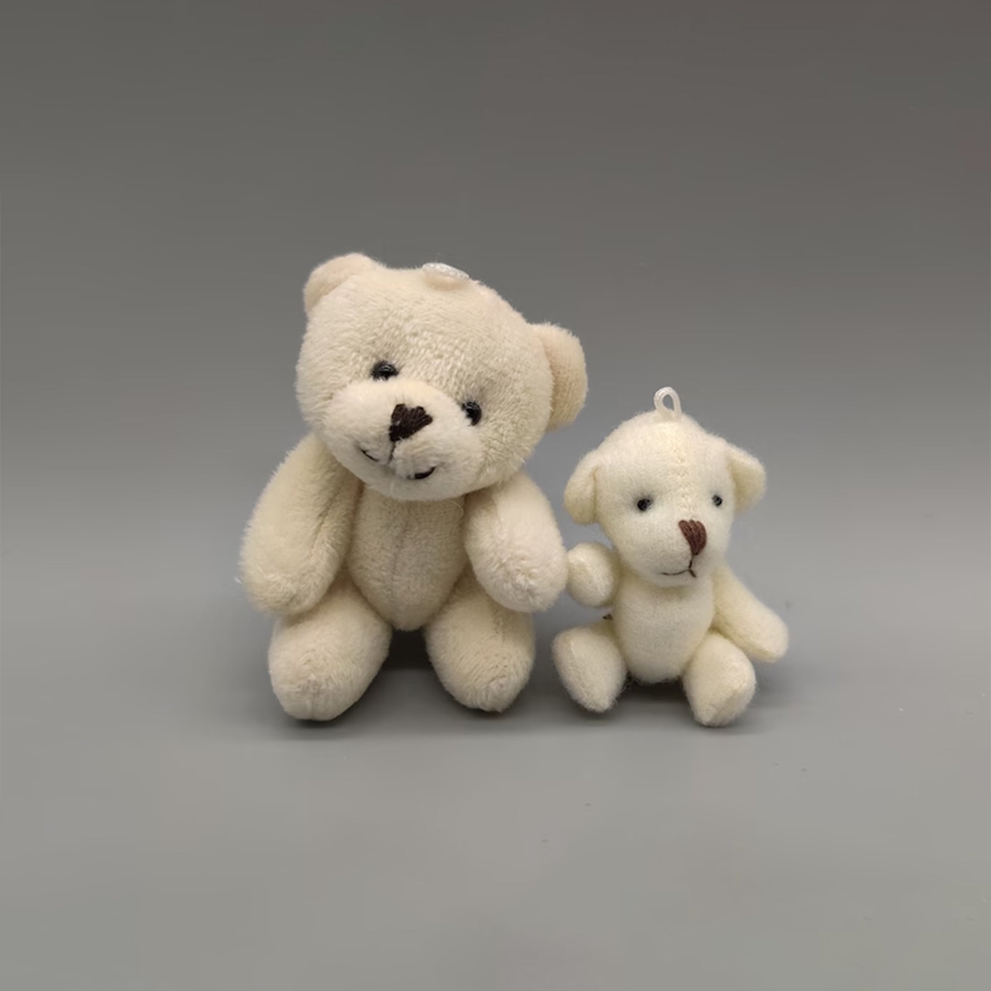 Set of 2 Mini Plush Teddy Bears Favors Toys - Cream Little Bear - Stuffed Animal - Baby Shower or Baby Welcome Party - Choose from 2 sizes