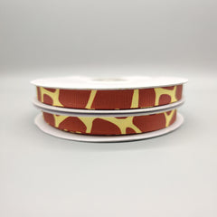 Giraffe Ribbons - Giraffe Pattern Ribbons - 25 Yards - Choice of 2 sizes - 3/8 in x 25 yards OR ~1 in x 25 yards - Grosgrain Ribbon