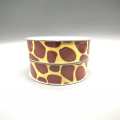 Giraffe Ribbons - Giraffe Pattern Ribbons - 25 Yards - Choice of 2 sizes - 3/8 in x 25 yards OR ~1 in x 25 yards - Grosgrain Ribbon