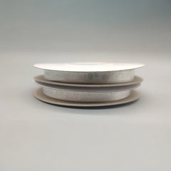 Mi Bautizo Ribbon with Holy Cross & Dove Pattern - White Ribbon - Silver Embossed - 25 Yards x 3/8" - 100% Polyester - In Spanish