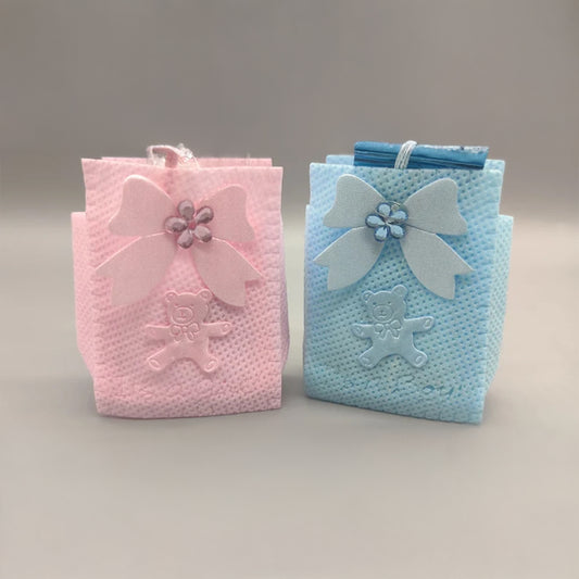 Set of 12 Mini Favor Bags – Baby Shower & Welcome Favors, Pink or Blue