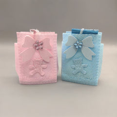 Set of 12 Mini Favor Bags – Baby Shower & Welcome Favors, Pink or Blue