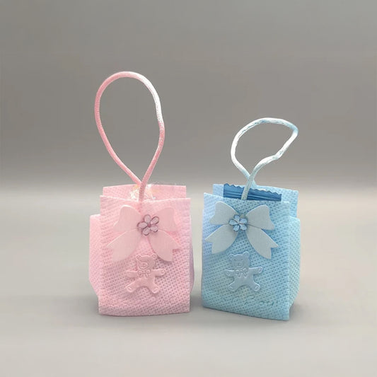 Set of 12 Mini Favor Bags – Baby Shower & Welcome Favors, Pink or Blue