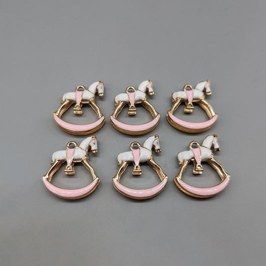 Baby Carousel Charms or Pendants - Set of 6 - Baby Shower Favor - Gender Reveal - Pink or Blue Horse Charm