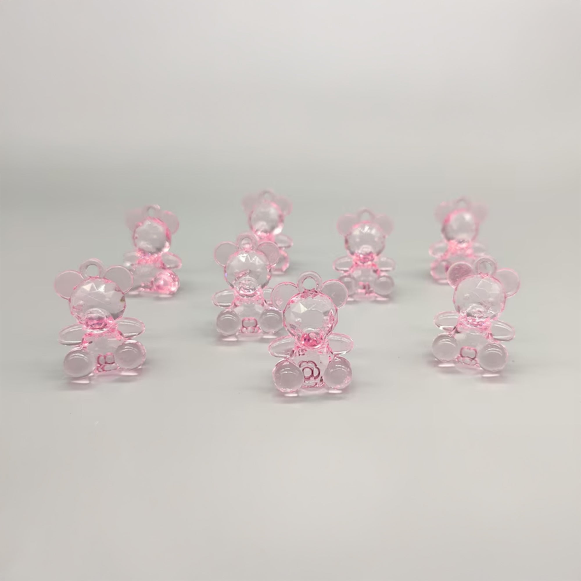 Pink crystal shimmer teddy bear favors, 6 pieces, Crystal cut effect, Baby girl baby shower, gender reveal, It's a girl, Pink teddy bear