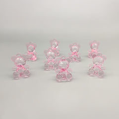 Pink crystal shimmer teddy bear favors, 6 pieces, Crystal cut effect, Baby girl baby shower, gender reveal, It's a girl, Pink teddy bear