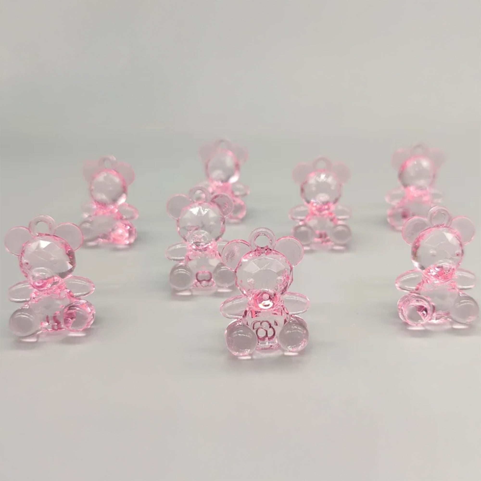 Pink crystal shimmer teddy bear favors, 6 pieces, Crystal cut effect, Baby girl baby shower, gender reveal, It's a girl, Pink teddy bear