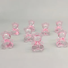 Pink crystal shimmer teddy bear favors, 6 pieces, Crystal cut effect, Baby girl baby shower, gender reveal, It's a girl, Pink teddy bear