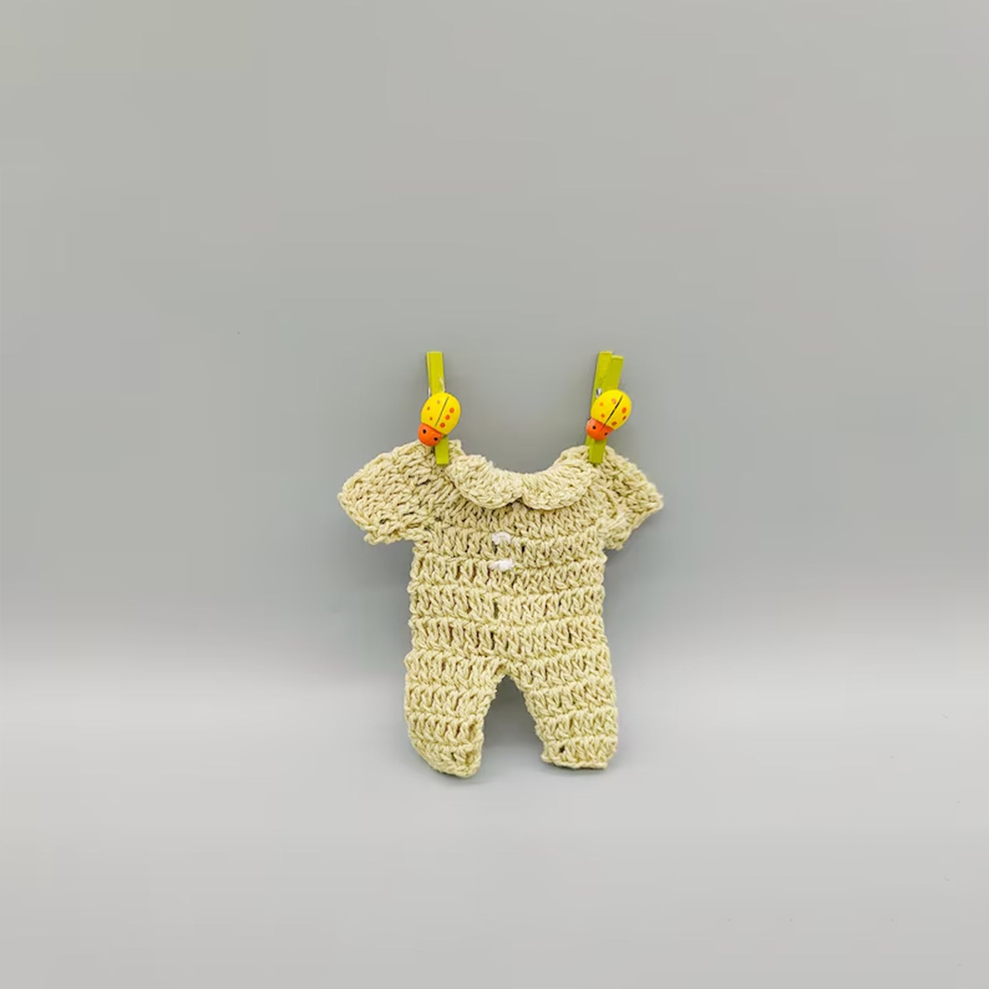 Mini wooden baby clothespins - 12 pcs - Sage Green with Lady Bug - baby shower baby welcome, baby favors, party favor