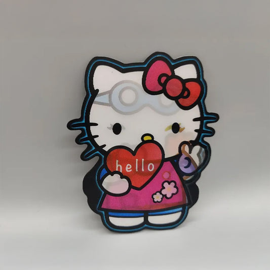 3D Hello Kitty Lenticular Sticker – Heart & Rose Design, Waterproof