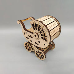 Personalized Wooden Baby Stroller Favor | Perfect for Chocolate Treats | Baby Shower Keepsake | Chique detailed designer carriage favor