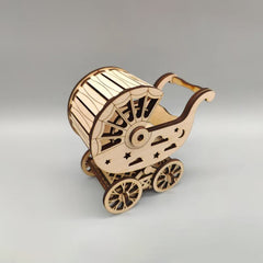 Personalized Wooden Baby Stroller Favor | Perfect for Chocolate Treats | Baby Shower Keepsake | Chique detailed designer carriage favor