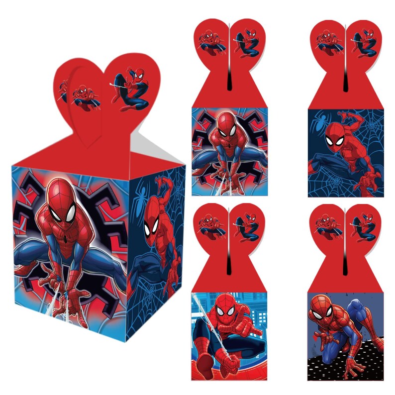 Set of 12 Spider-Man Inspired Favor Boxes – Superhero Party Favors, Spiderman Birthday, Treat Box
