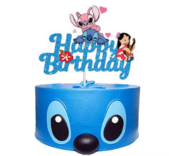 Custom Lilo & Stitch inspired Birthday Cake Topper- Shimmery Blue aloha party birthday cake topper