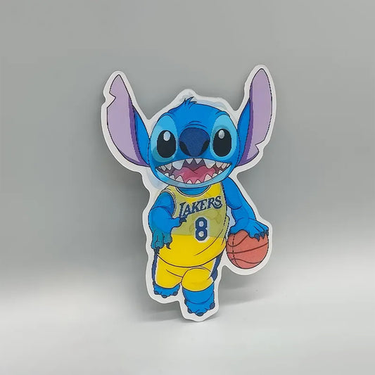 Stitch Basketball Fan Art Sticker | Dribbling Alien 3D Lenticular Decal | Dynamic L.A. Team Tribute for Laptop, Car & More | Collectible