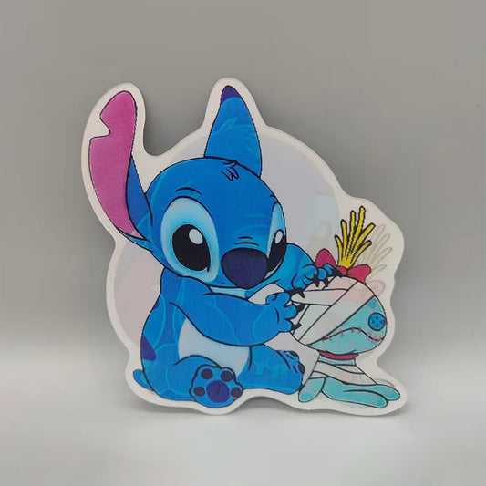 Stitch & Scrump 3D Lenticular Sticker | Dynamic Caring Alien Decal | Emotional Lilo and Stitch Fan Art | Collectible Gift