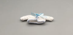 Set of 6 White Crochet Mini Jackets with Blue Bow – Baby Shower Favors