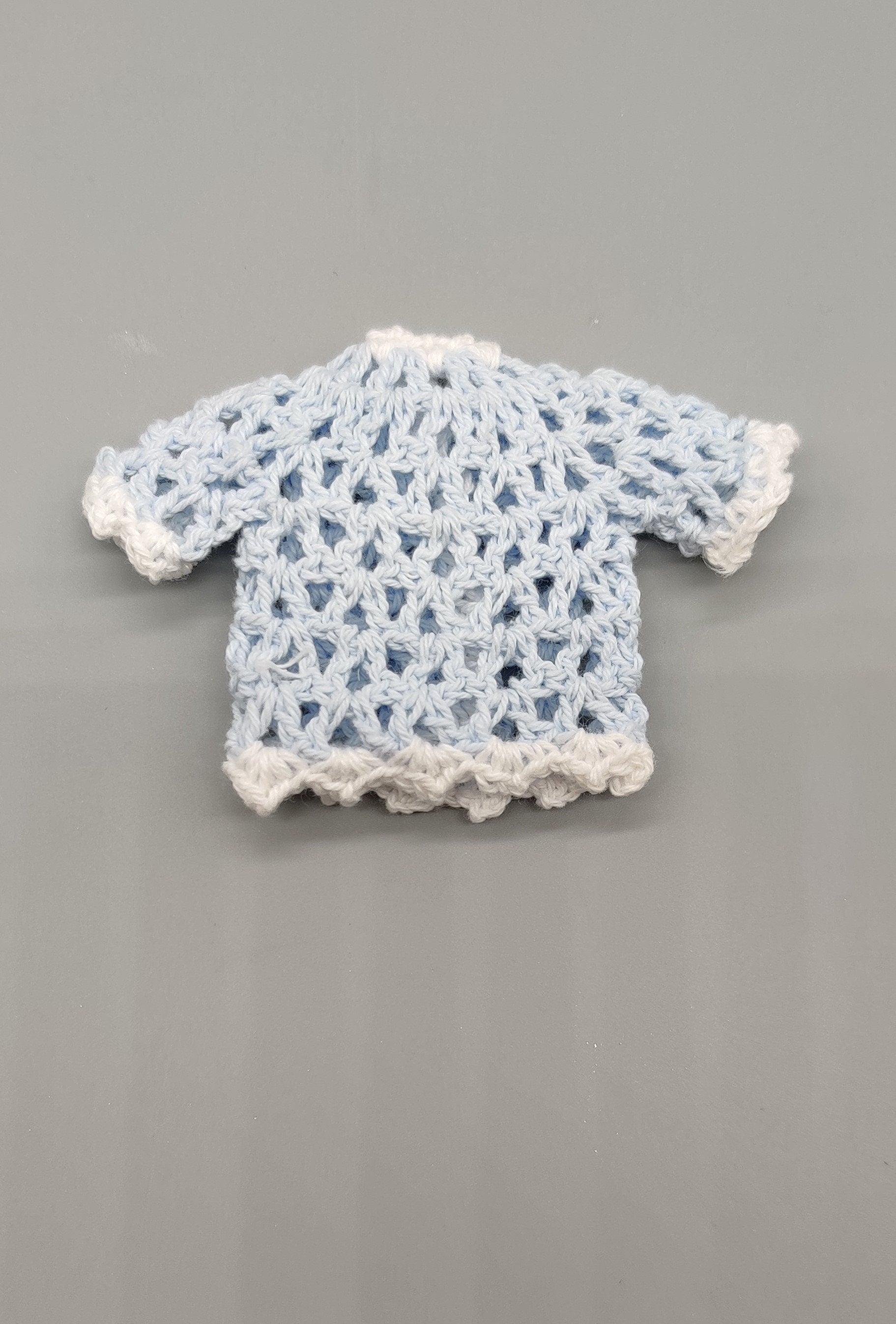 Set of 6 Baby Blue Crochet Mini Jackets – Baby Shower Favors