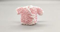 Set of 6 Pink Crochet Mini Jackets with White Trim – Baby Shower Favors