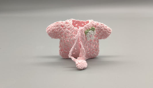 Set of 6 Baby Pink Crochet Mini Jackets with Floral Design – Baby Shower Favors