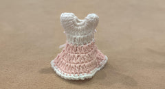 Set of 6 Pink Baby Crochet Dresses White Top, Pink Flower – Baby Shower & Welcome Favors