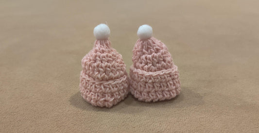 Set of 6 Baby Pink Mini Crochet Beanies – Baby Shower & Welcome Favors