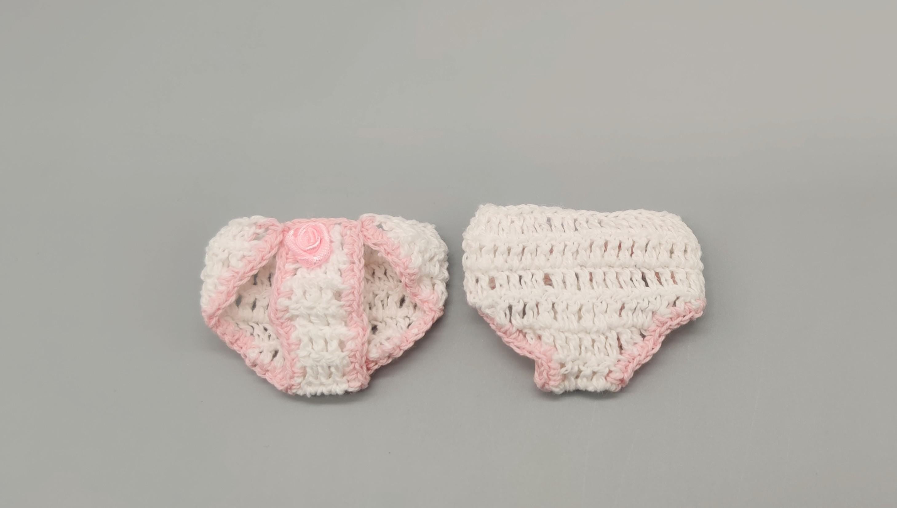 Set of 6 Baby Pink Crochet Diaper Favors – Baby Shower & Welcome