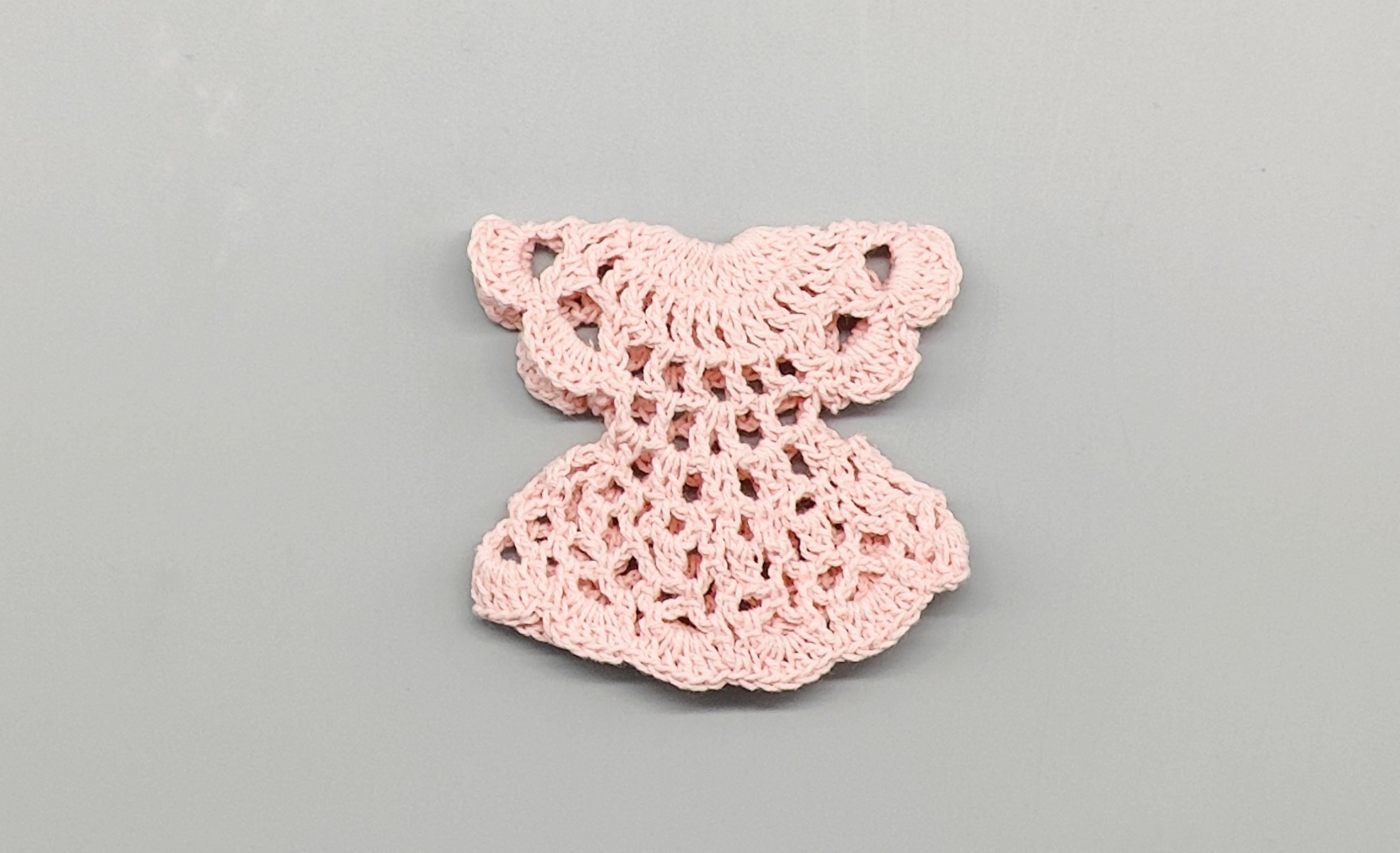 Set of 6 Baby Pink Crochet Mini Dresses – Baby Shower & Welcome Favors