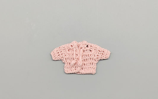 Set of 6 Baby Pink Crochet Mini Jackets with Cord Ties – Baby Shower Favors