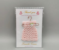 Set of 6 Quinceañera Crochet Dress Favors with flower. – Custom Name & Date