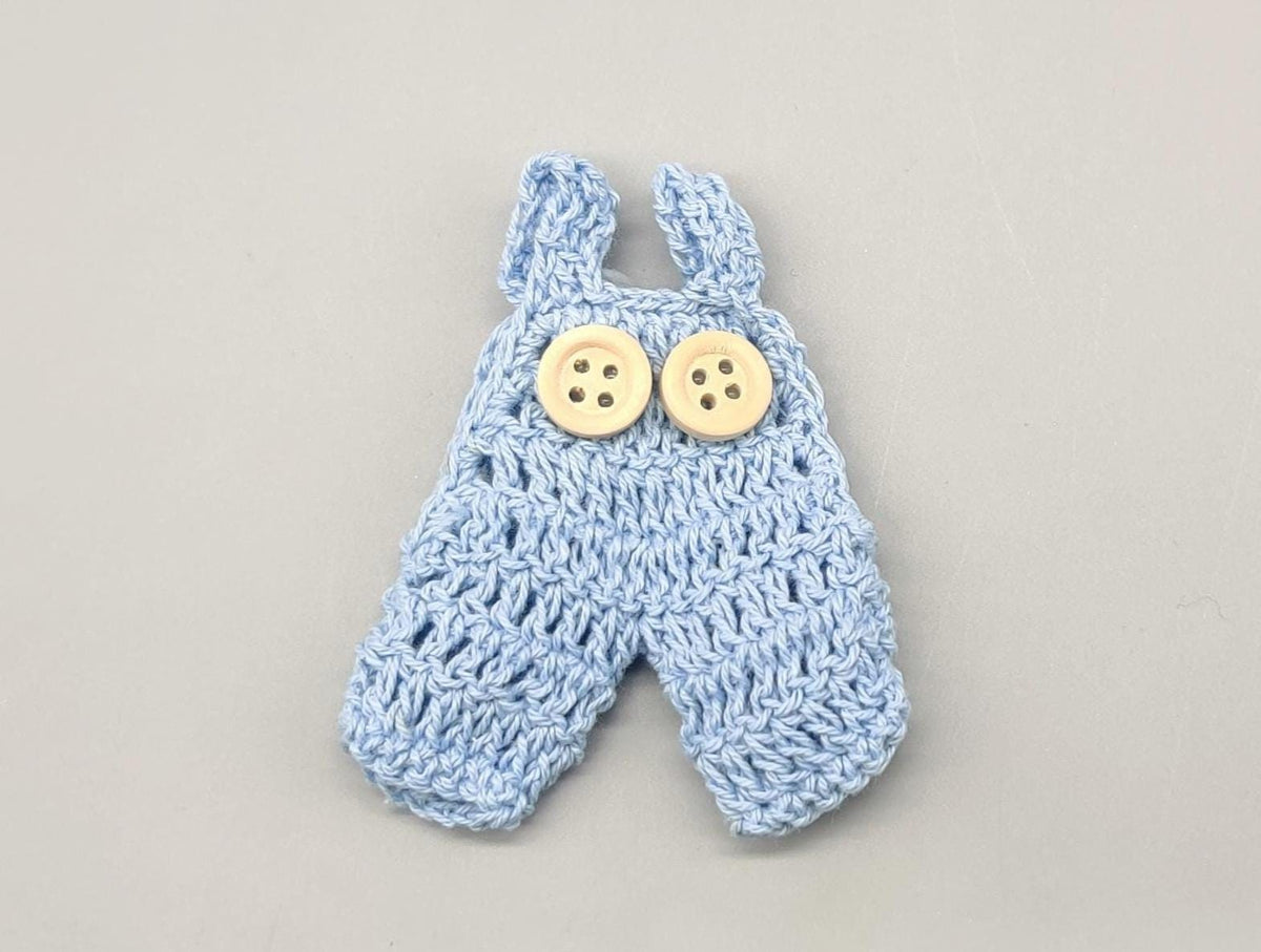 Set of 6 Baby Blue Crochet Overalls – Baby Shower & Welcome Favors