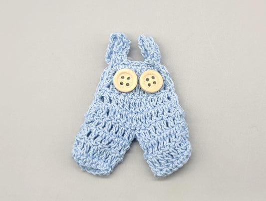 Set of 6 Baby Blue Crochet Overalls – Baby Shower & Welcome Favors