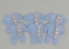 Set of 6 Baby Blue Crochet Onesies – Baby Shower & Welcome Favors