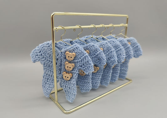 Set of 6 Baby Blue Crochet Onesies – Baby Shower & Welcome Favors