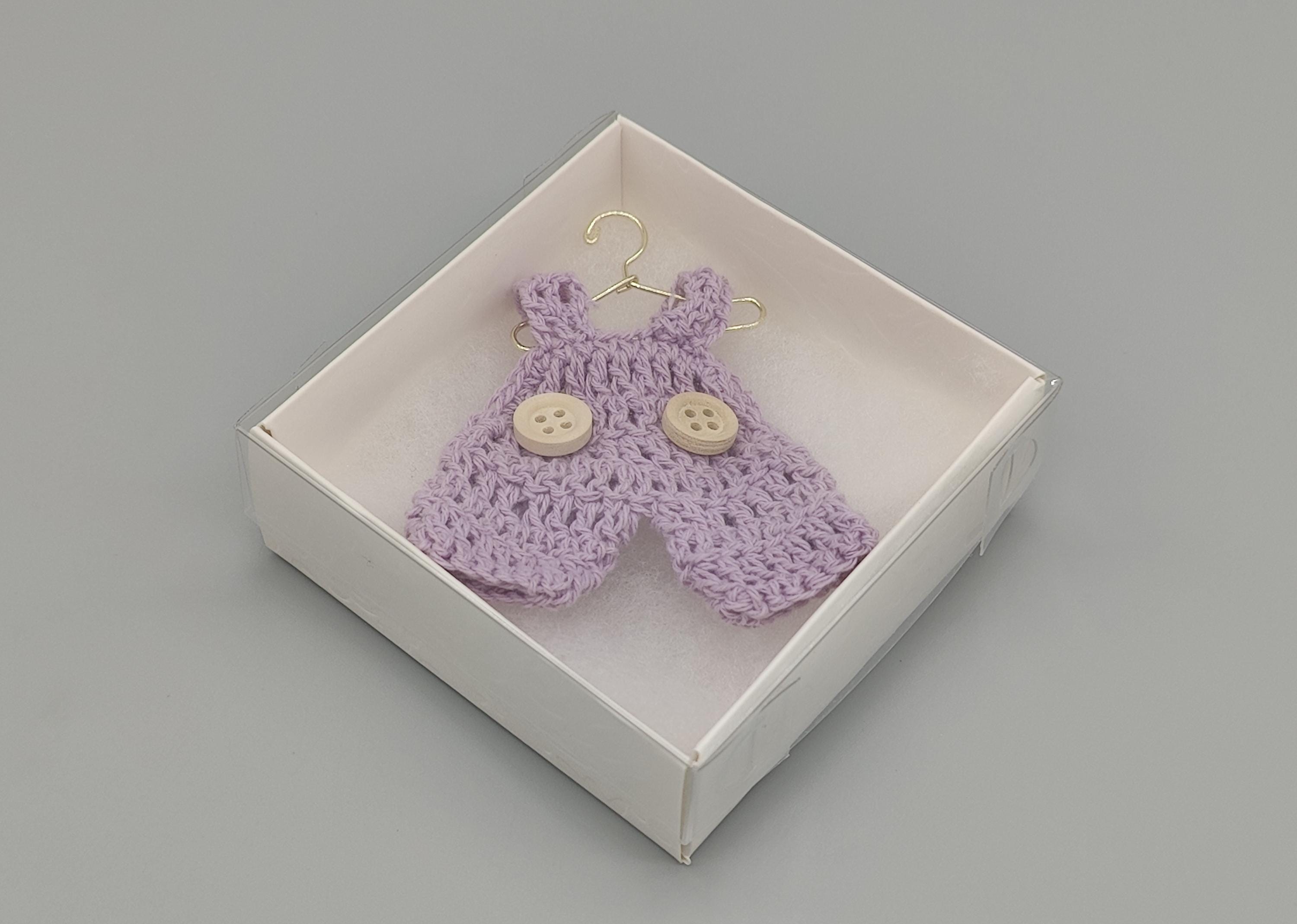 Set of 6 Mini Lilac Crochet Baby Overalls – Baby Shower Favors