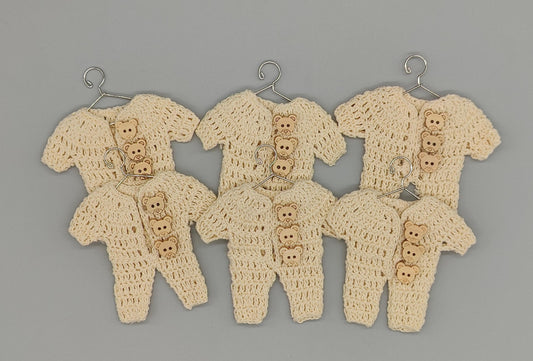 Set of 6 Baby Cream Crochet Onesies – Baby Shower & Welcome Favors