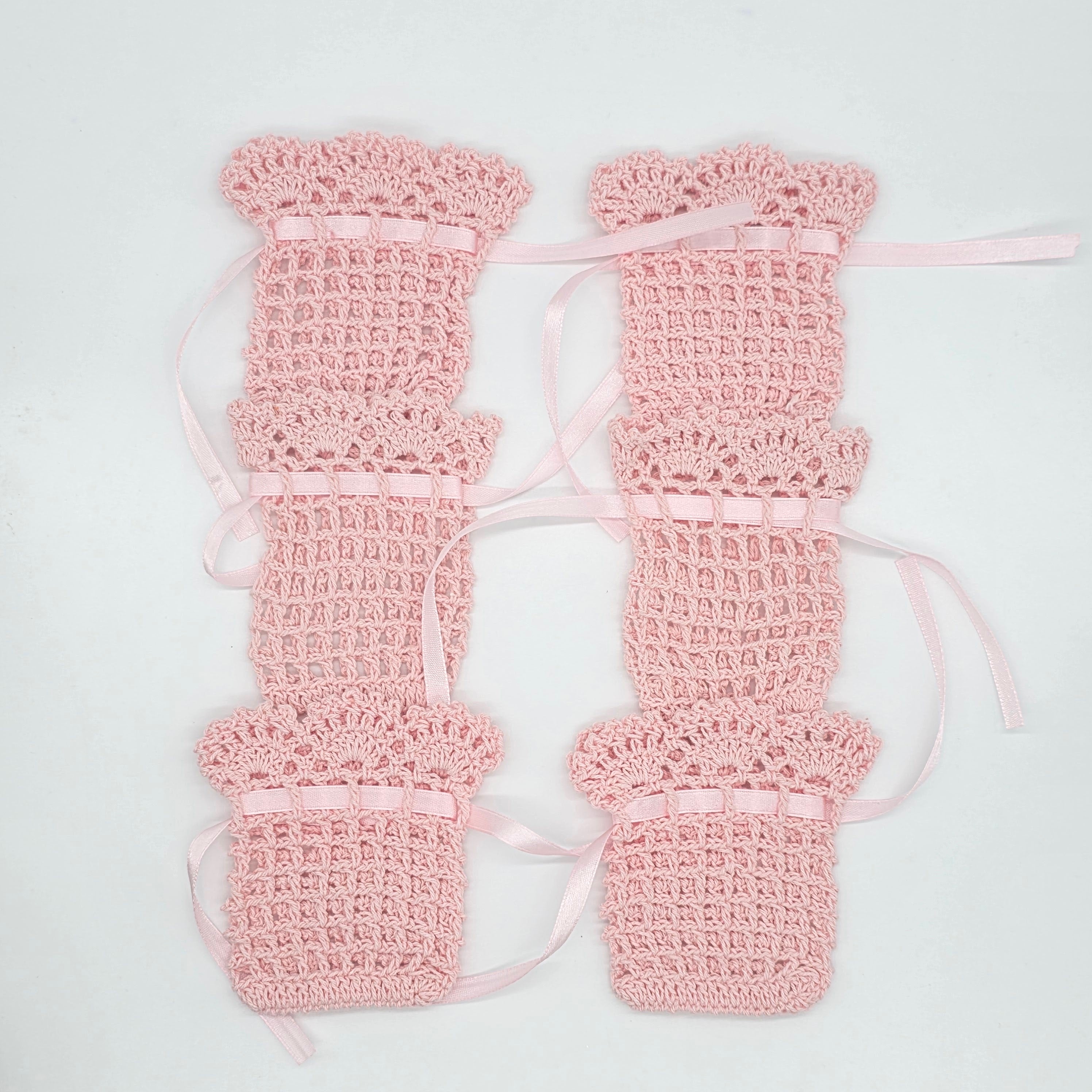 Mini Crochet Favor Bags Set of 6 | Party Favors & Party Gift Bags for Baby Shower, Weddings & Bridal Events - Baby Pink, White, or Baby Blue