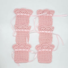 Mini Crochet Favor Bags Set of 6 | Party Favors & Party Gift Bags for Baby Shower, Weddings & Bridal Events - Baby Pink, White, or Baby Blue