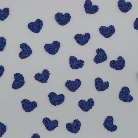 Set of 12 Tiny Blue Crochet Hearts - 1 inch Mini Hand-Stitched Appliques for Scrapbooking, Crafts & Table Scatter