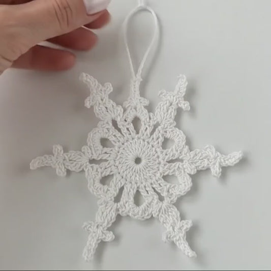Set of 12 Crochet Snowflake Ornaments, White Star Christmas Tree Decor, Handmade Cotton Snowflakes, Winter Wonderland Garland